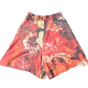 Moschino Vintage Floral Red-Orange Shorts SZ 38
